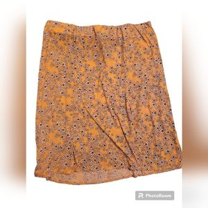 Lane Bryant Skirt Womens Yellow Floral Elastic Waist Stretch Size 18
